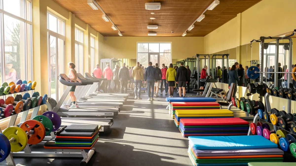 Imagen genérica de un gimnasio moderno y luminoso en Navacerrada, listo para las nuevas actividades deportivas.
