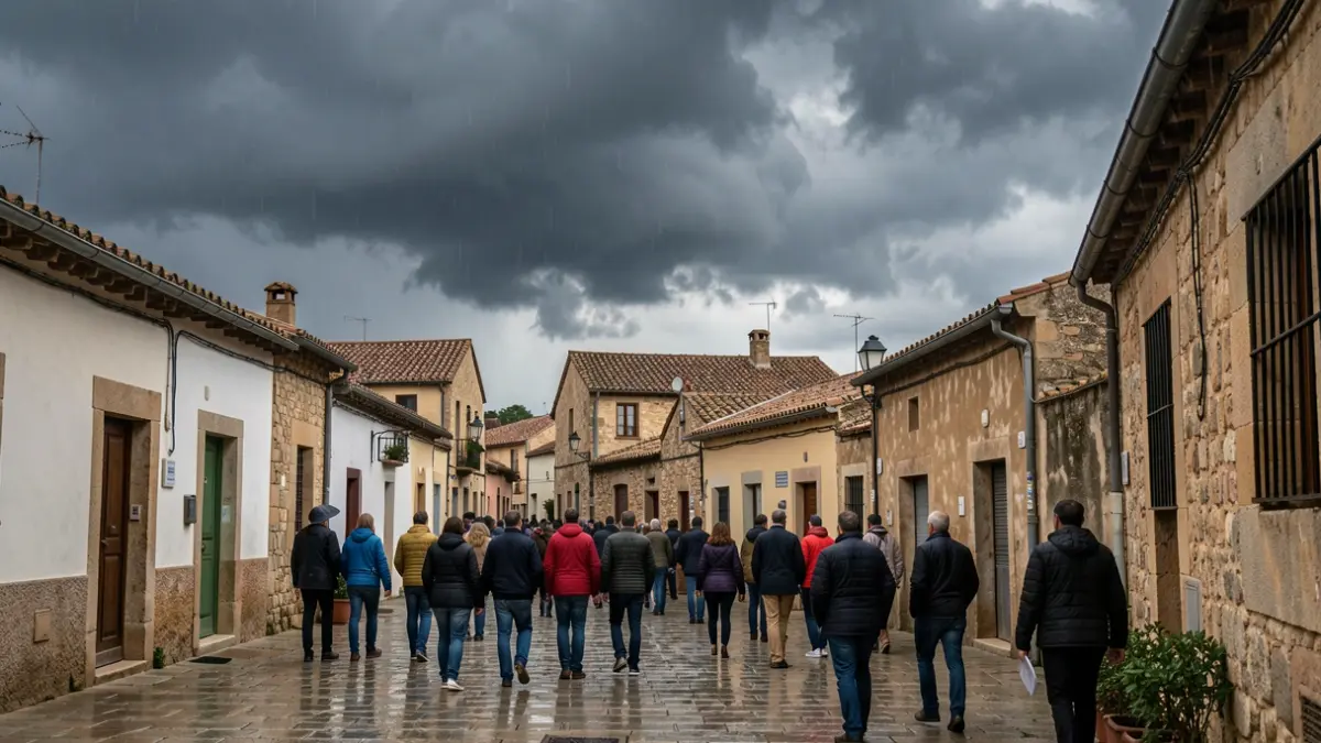 Imagen genérica de nubes de tormenta sobre un pueblo de la Comunidad de Madrid.