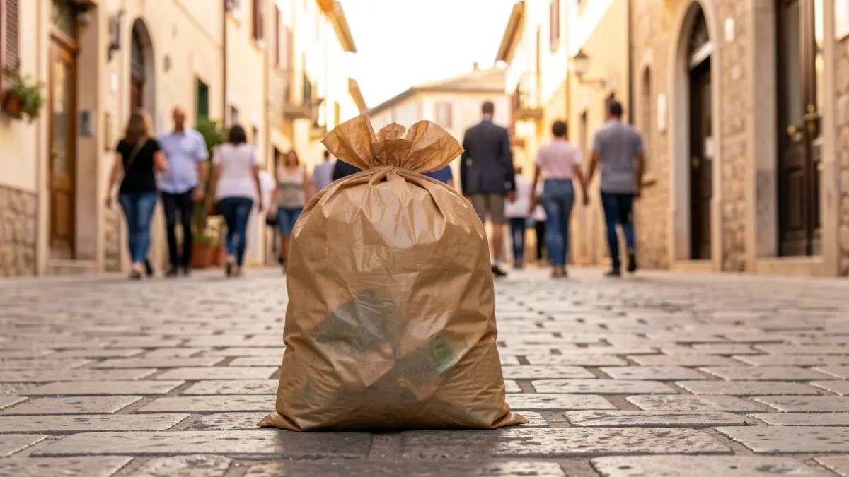 Imagen genérica de una bolsa de residuos en una acera urbana.