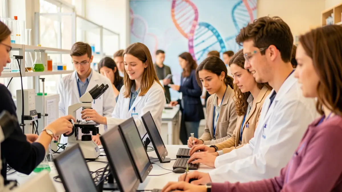Imagen genérica de un grupo de jóvenes investigadores colaborando en un laboratorio moderno.