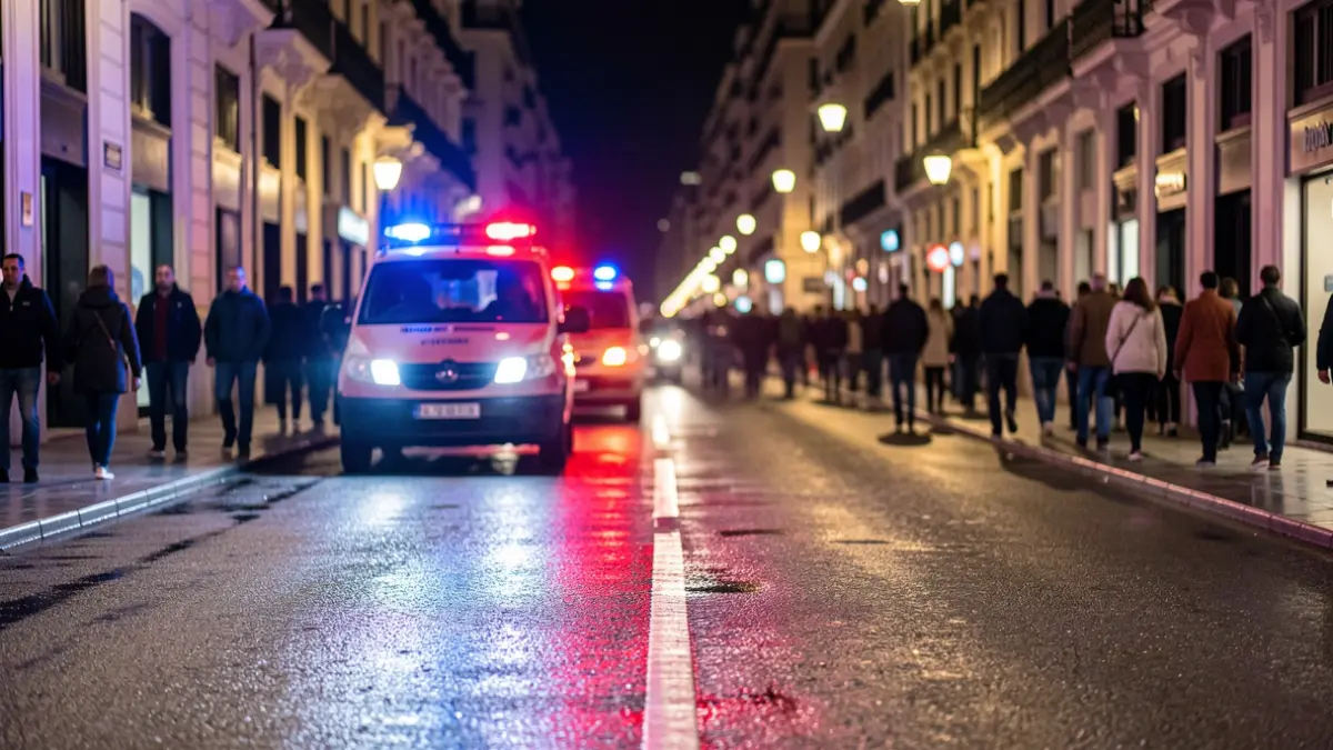 Generic image of police emergency lights reflecting on wet asphalt at night.
