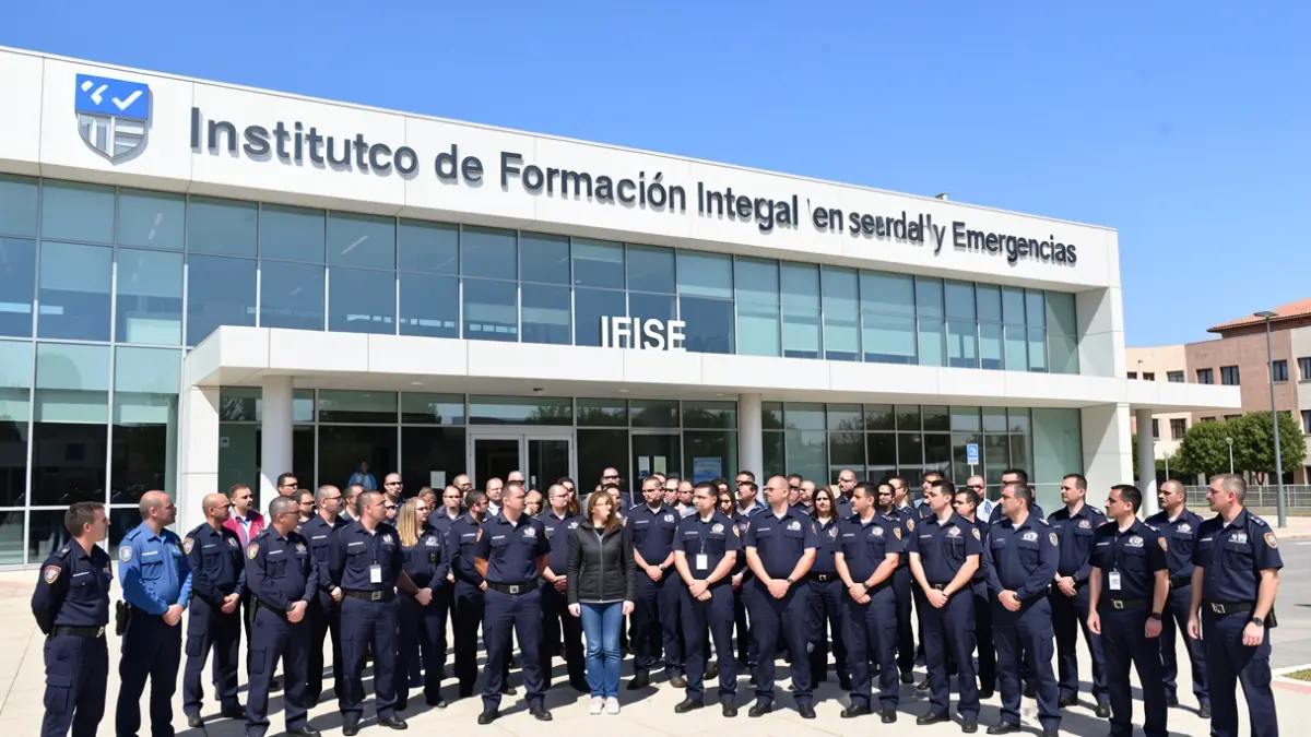 Imagen de voluntarios de Protección Civil de la Comunidad de Madrid frente al IFISE.