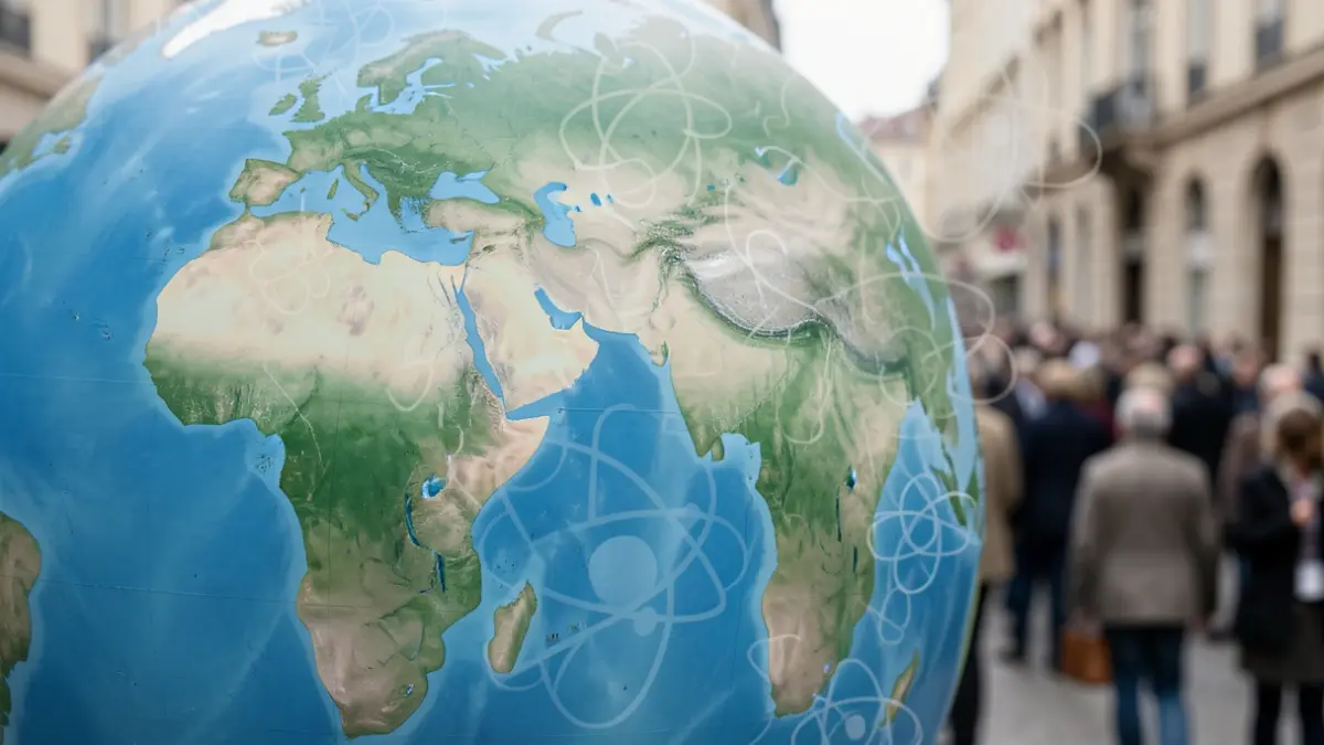 Generic image of a globe with mercury symbols and green and blue tones.