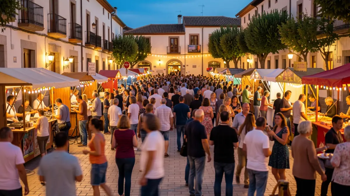 Imagen genérica de una plaza de San Fernando de Henares durante una fiesta vecinal con gente disfrutando.
