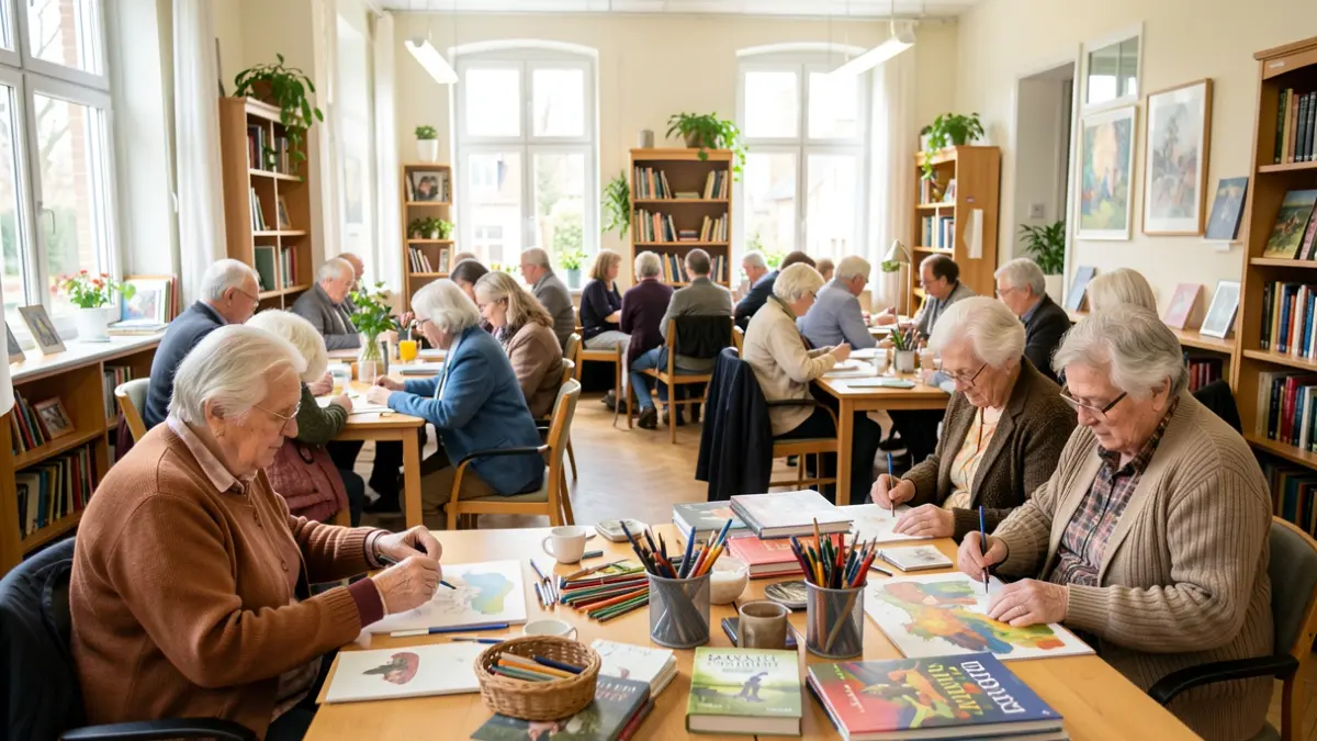 Generic image of elderly people participating in a cultural workshop in a community center.