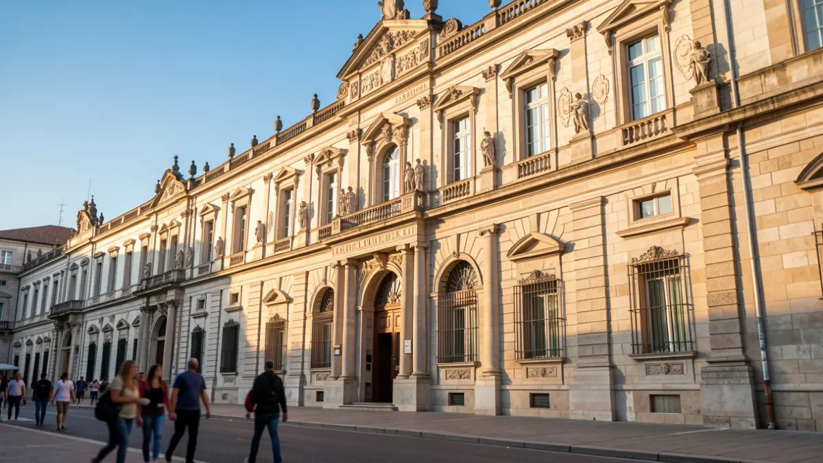 Facade of the Casa de Cultura in San Lorenzo de El Escorial during the 'San Lorenzo en Verso' Poetry Festival.