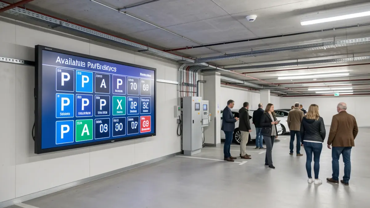 Imagen genérica de un sistema tecnológico para informar sobre la disponibilidad de estacionamientos.