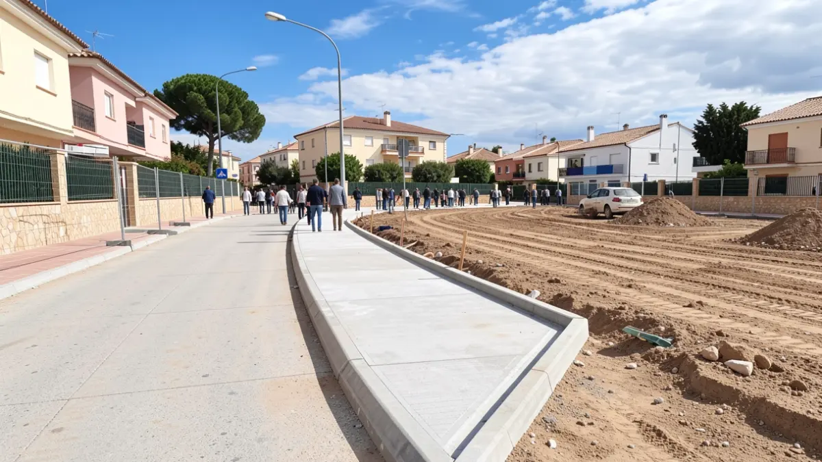 Image of sidewalk construction work in the Los Herrenes urbanization of Soto del Real.