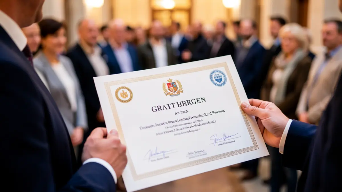 Imagen genérica de un certificado de subvención.
