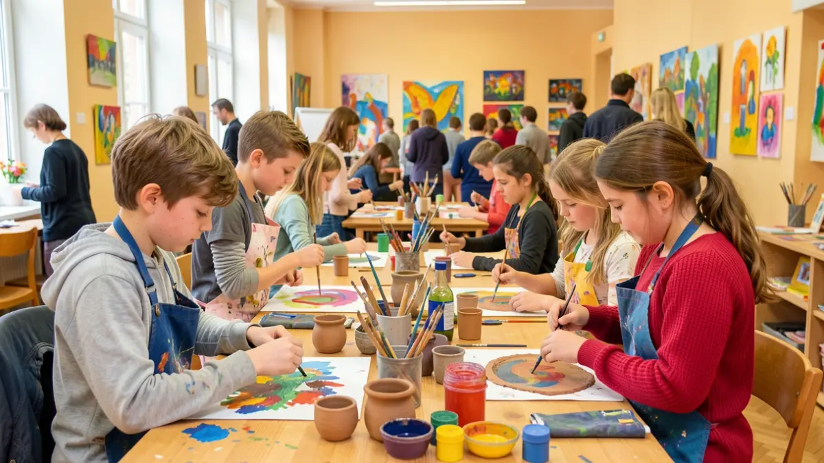 Imagen genérica de niños y jóvenes participando en talleres culturales y artísticos.