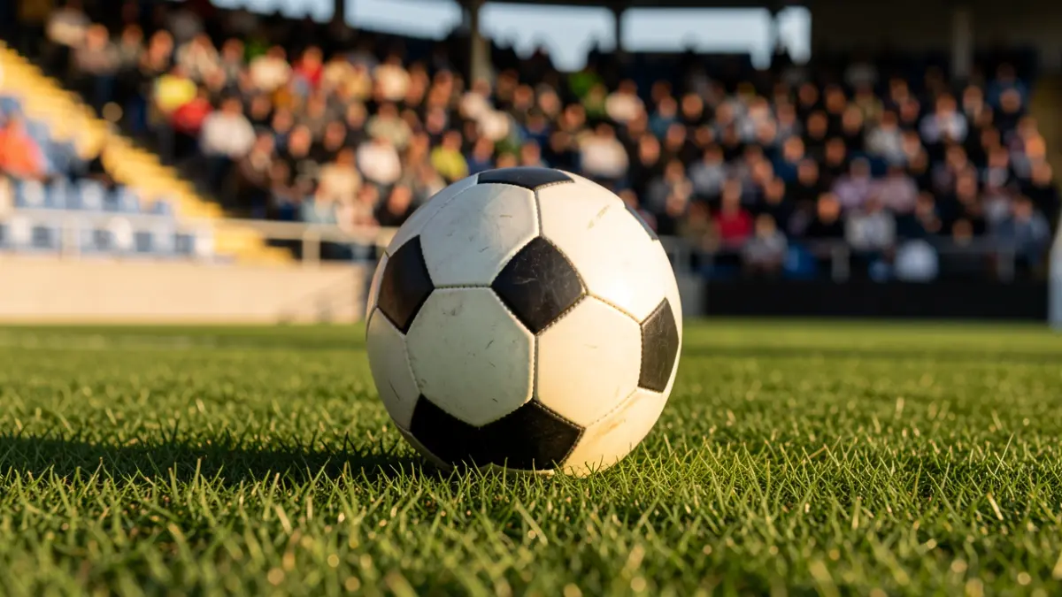 Generic image of a soccer ball on a stadium pitch.