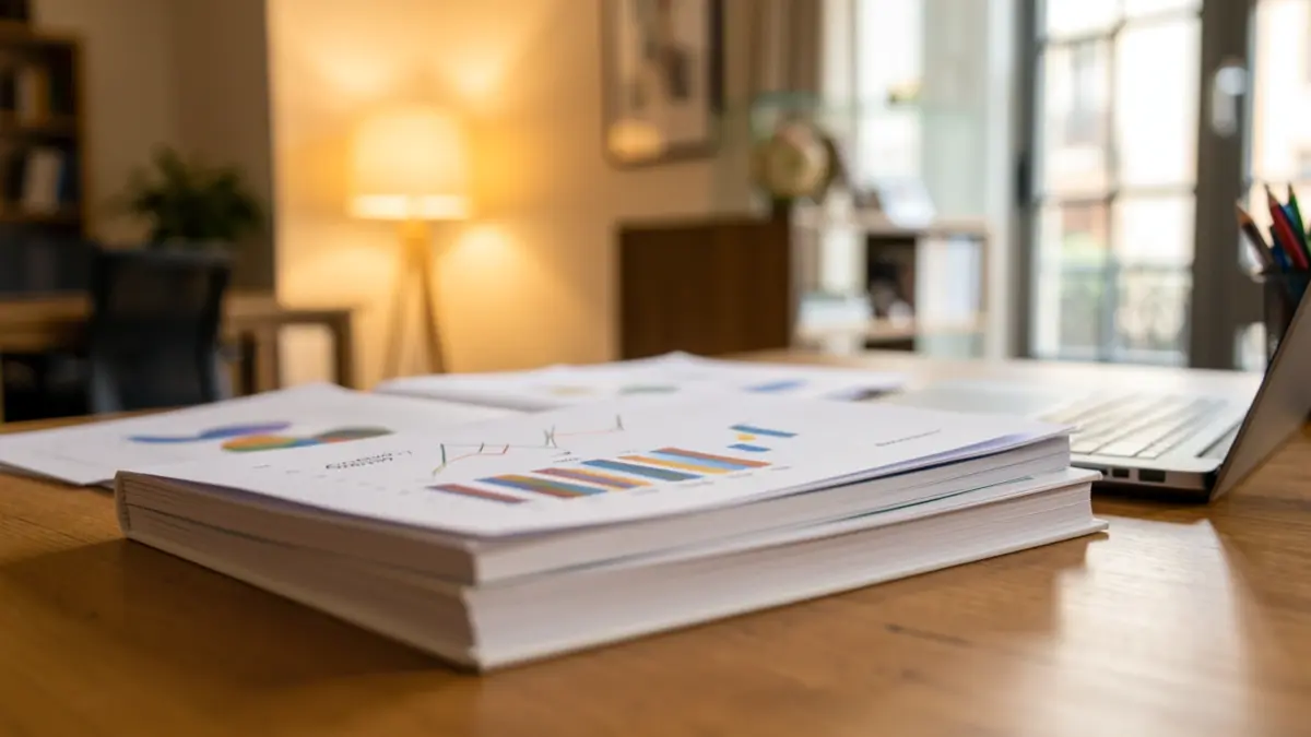 Generic image of finance books and charts on a desk.