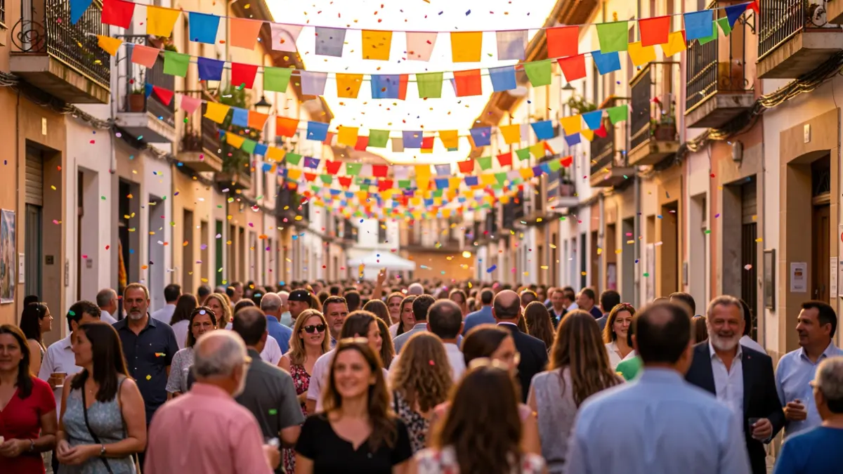 Generic image of a popular town festival in Spain with a festive atmosphere.