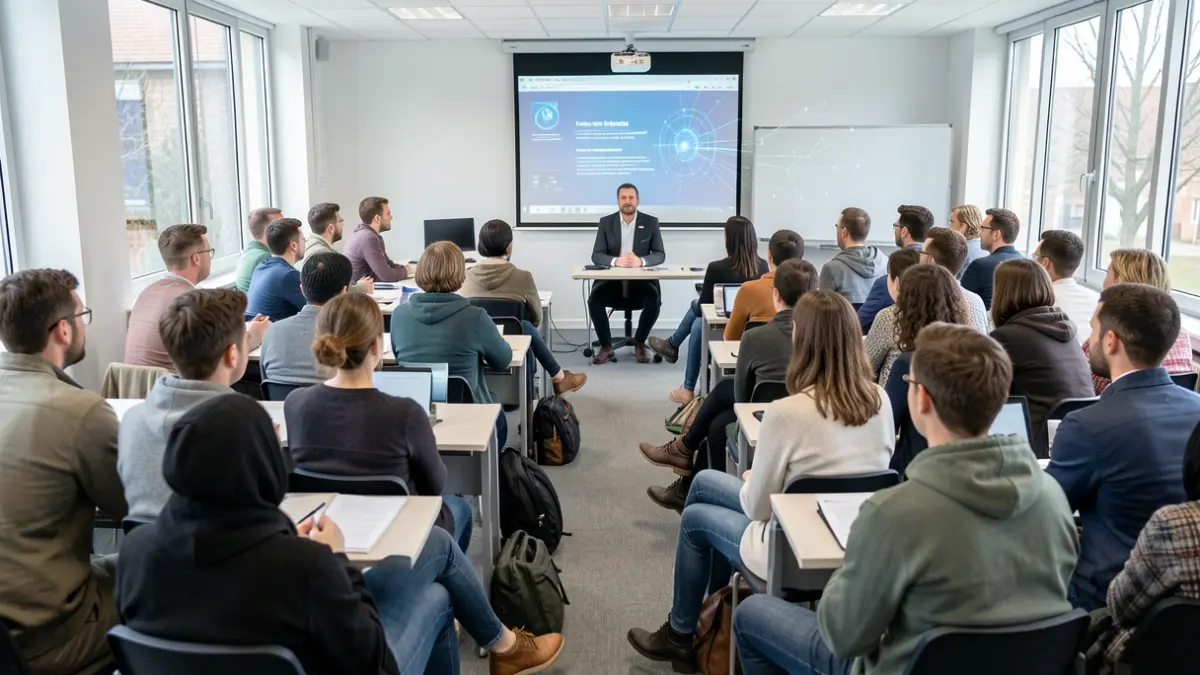 Imagen genérica de un grupo de personas desempleadas en una formación sobre IA.