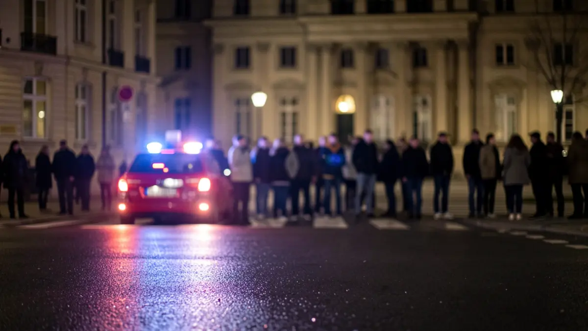 Imagen genérica de luces de emergencia reflejadas en el asfalto durante una intervención nocturna.