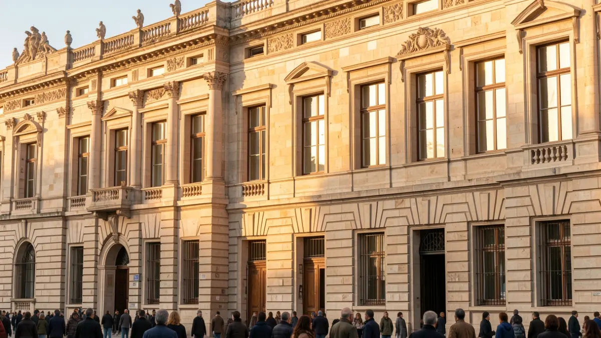 Generic image of the facade of a classical university building in Madrid, illuminated by afternoon sun.