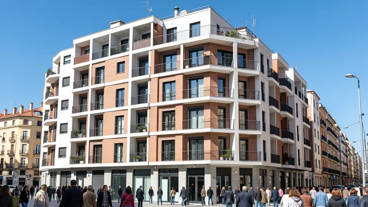 Image of an affordable rental housing building in Madrid.