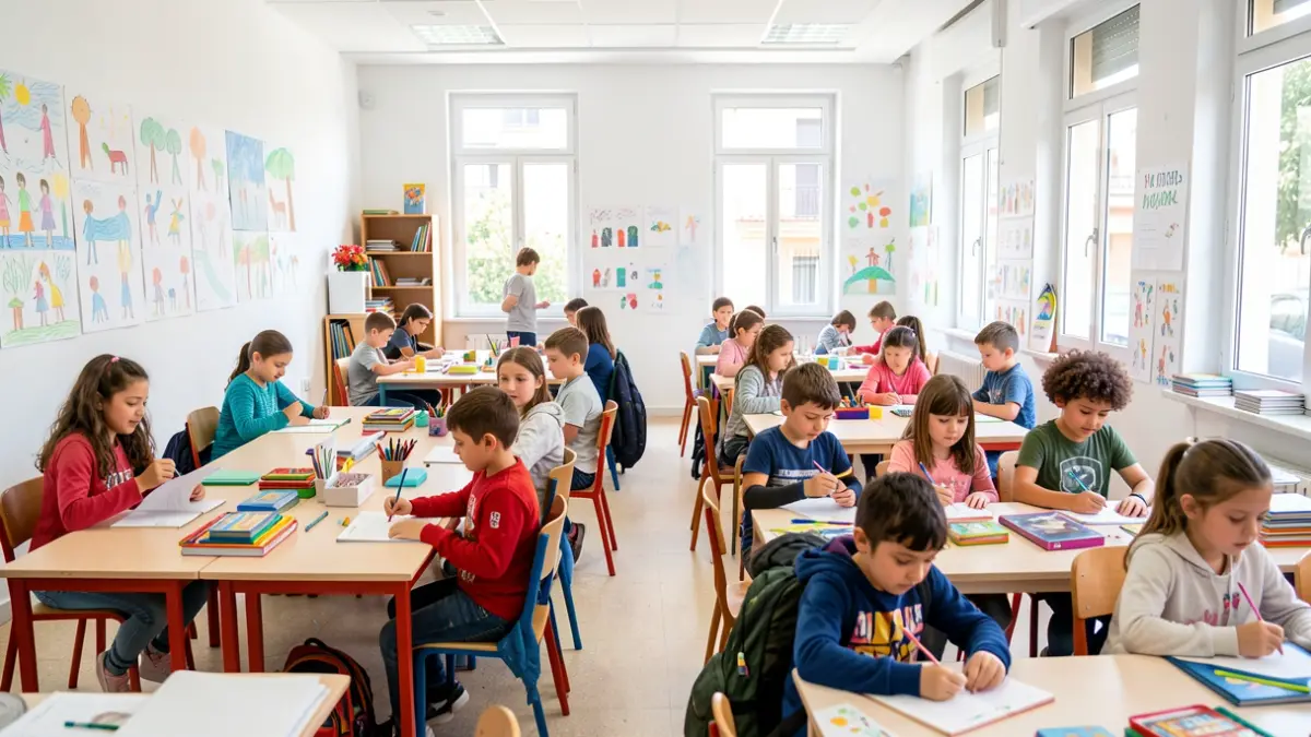 Generic image of children participating in educational activities in a modern classroom.