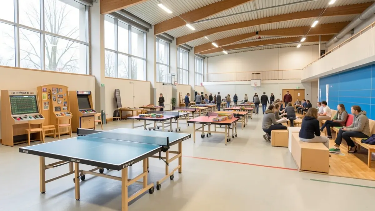 Imagen genérica del interior de un centro juvenil municipal con equipamiento recreativo.