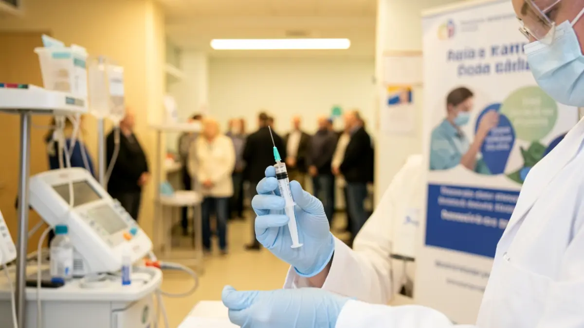 Healthcare professional preparing a syringe for the vaccination campaign in the Community of Madrid.