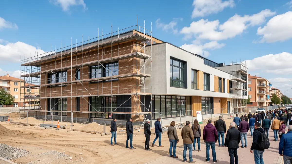 Imagen de las obras del futuro Centro Multifuncional de Vereda de los Estudiantes en Leganés.