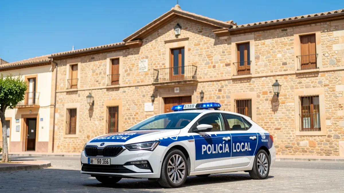 New patrol vehicle of the Local Police of Becerril de la Sierra in front of the town hall.