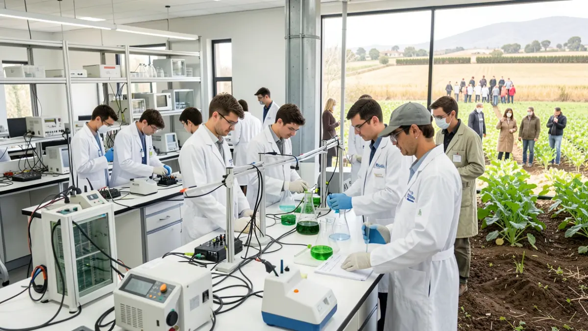 Image of students conducting academic internships at agricultural research centers in the Community of Madrid.