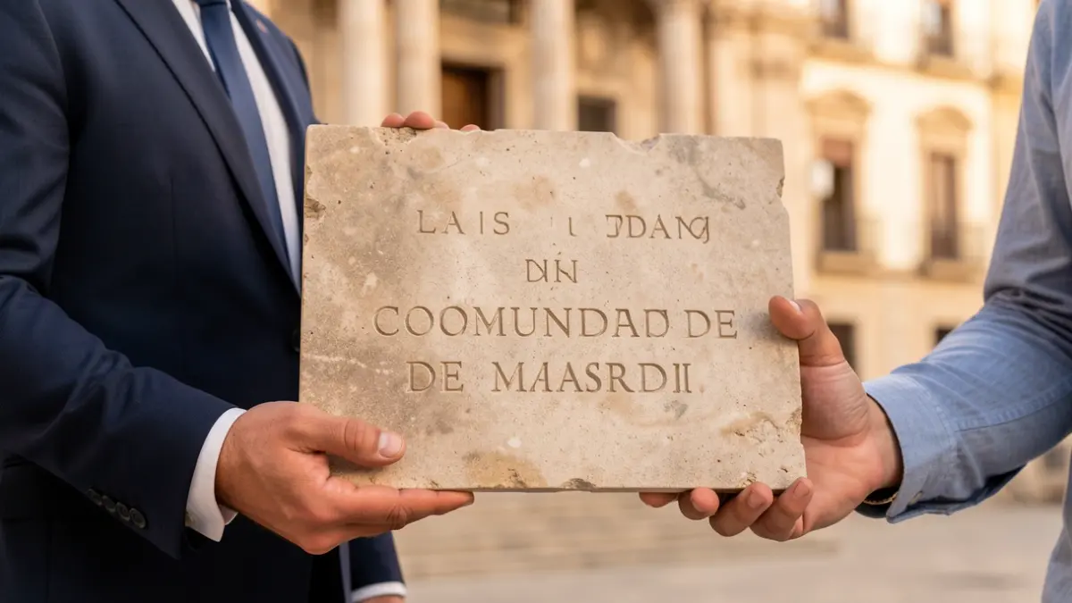 Placa de agradecimiento entre dos municipios.