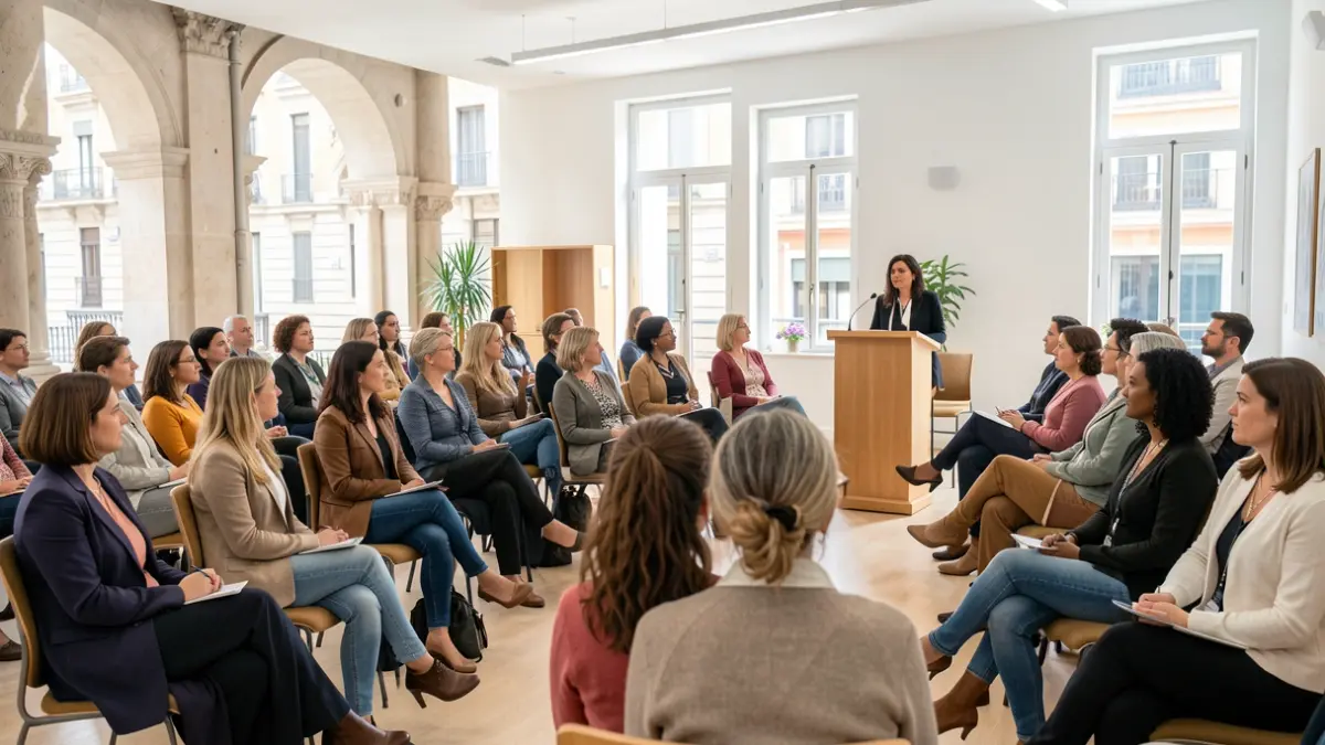 Image of women participating in an equality program in Madrid.