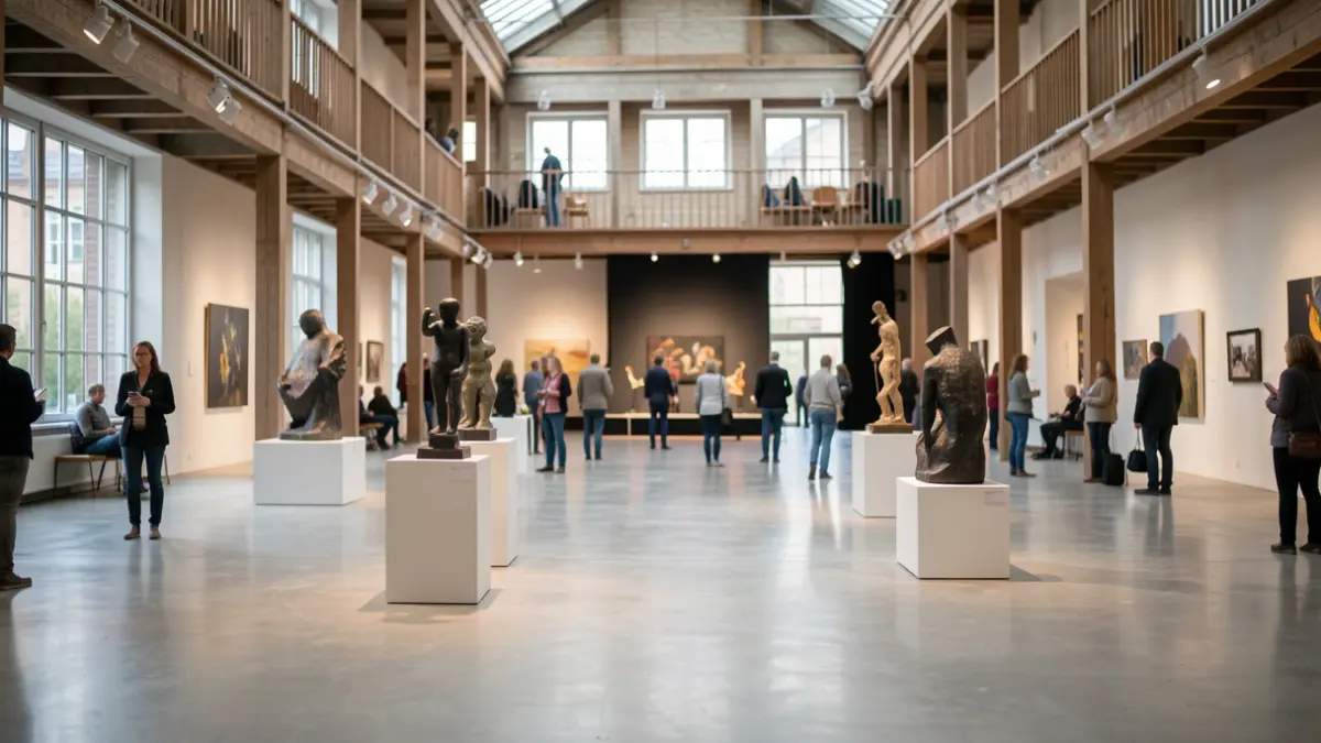 Generic image of the interior of a contemporary cultural center with various activities.
