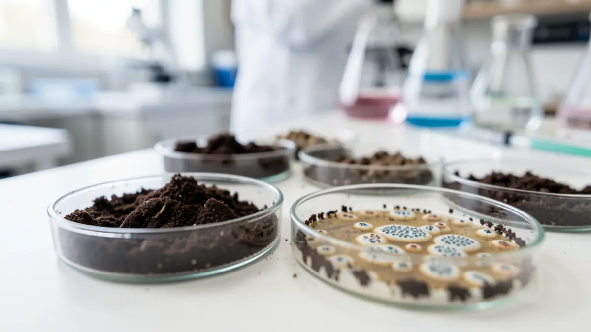 Imagen genérica de placas de Petri con colonias bacterianas en un laboratorio.