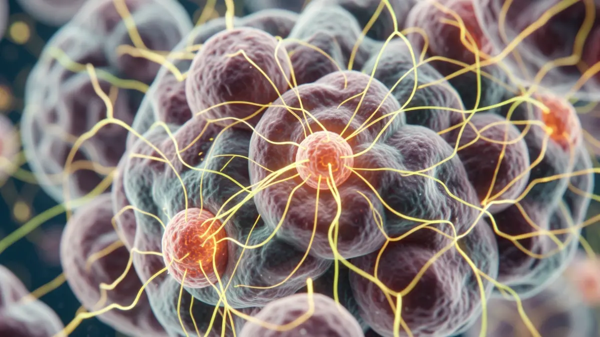 Imagen genérica de células cerebrales y conexiones neuronales en un entorno científico.