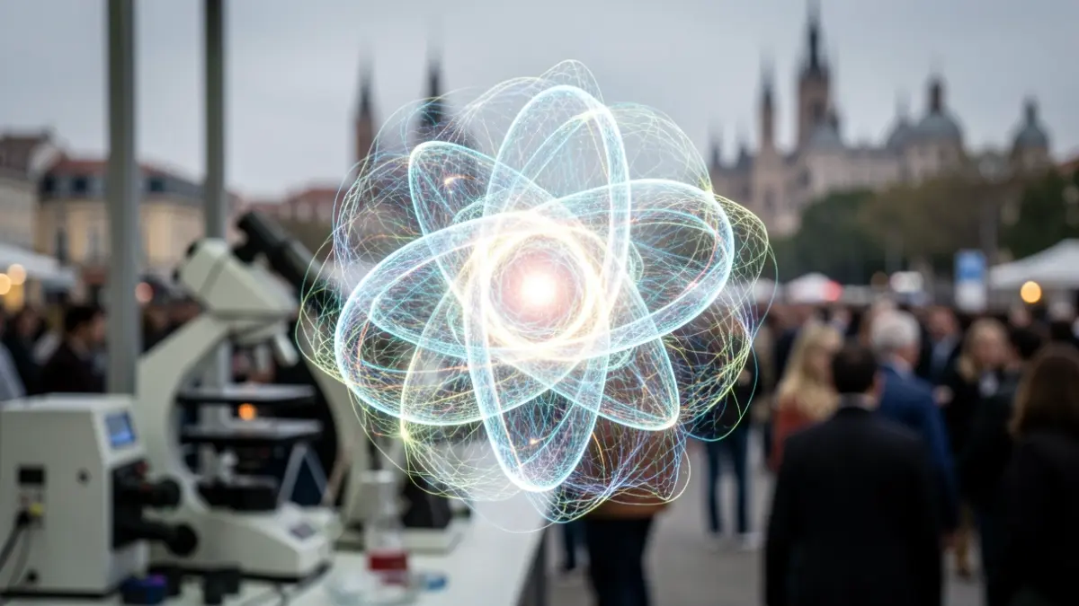 Image of an atom with its electron cloud, representing science.