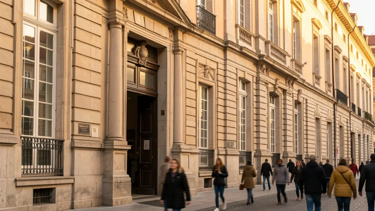 Facade of the public Hospital José Germain in Madrid, a historic building with classical architecture.