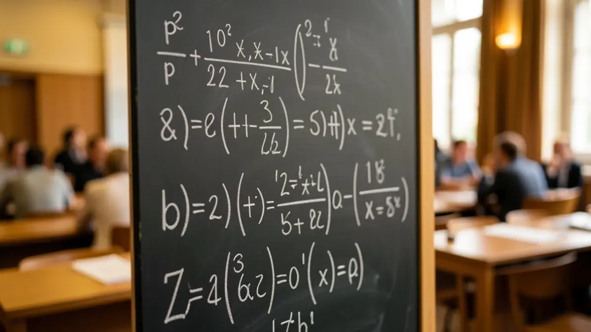Imagen de una ecuación matemática sobre números primos en una pizarra.