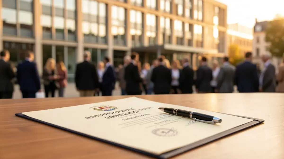Imagen genérica de un diploma universitario y un bolígrafo sobre un escritorio.