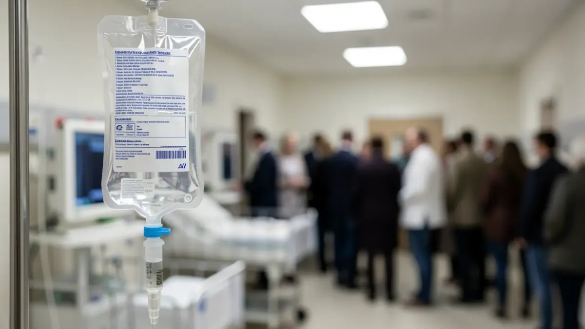 Imagen genérica de una bolsa de suero en un hospital.