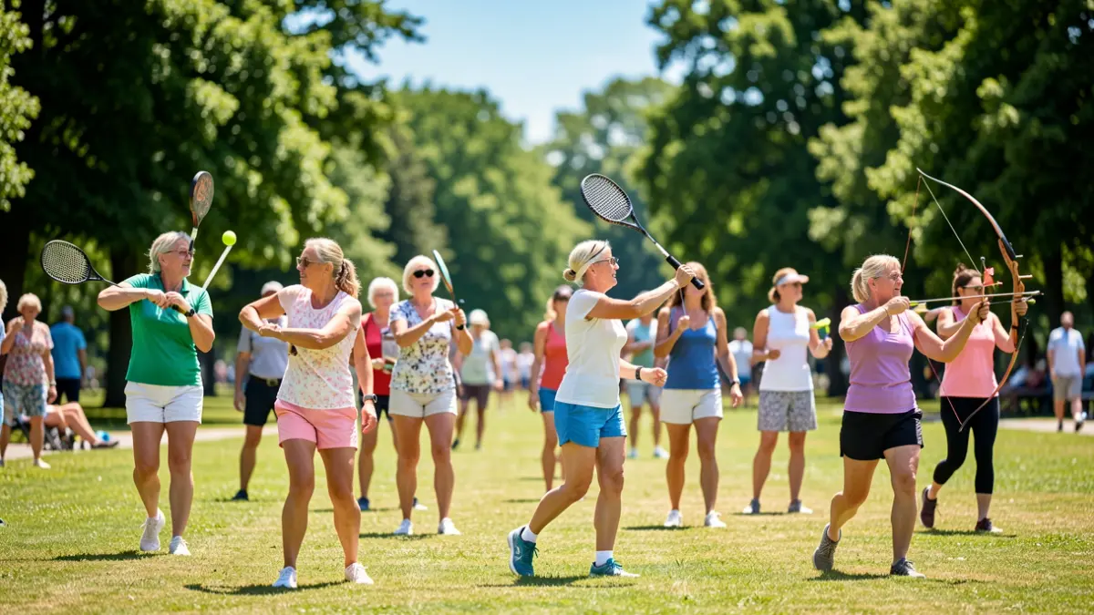 Generic image of women participating in various outdoor sports activities.