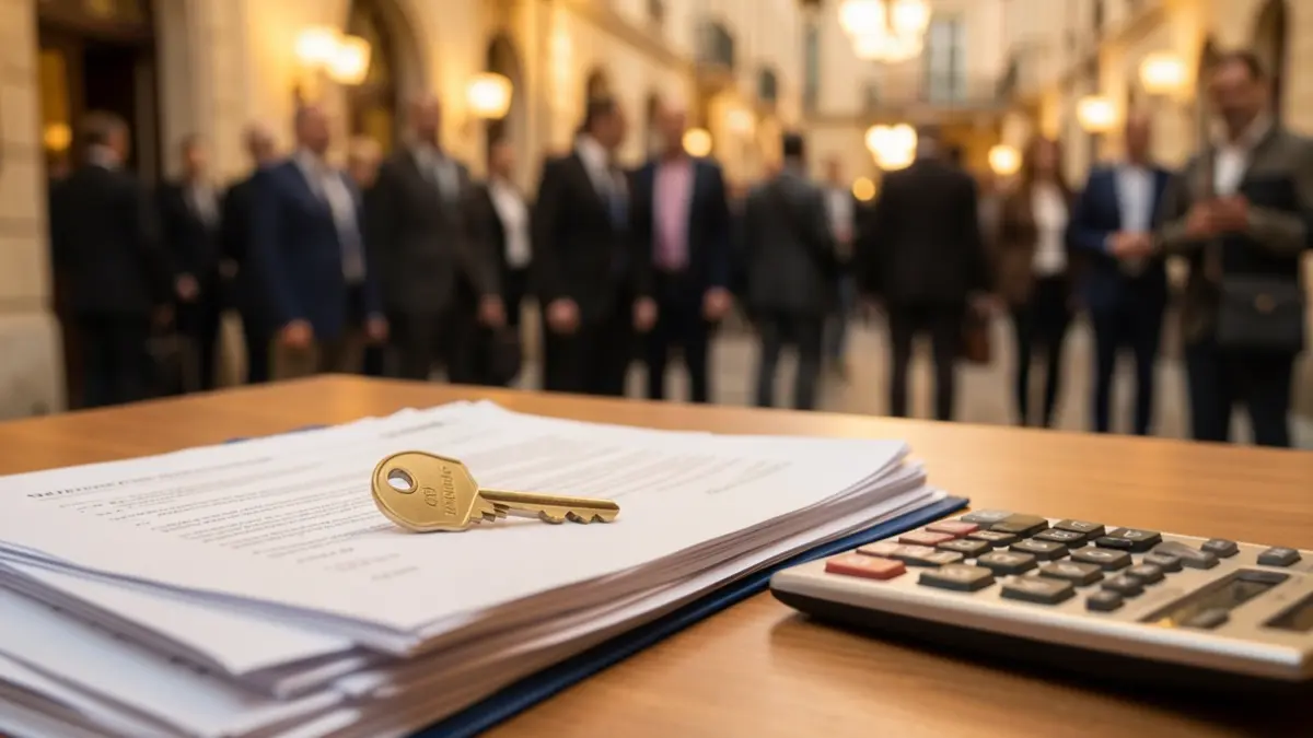 Generic image of a house key on documents and a calculator.