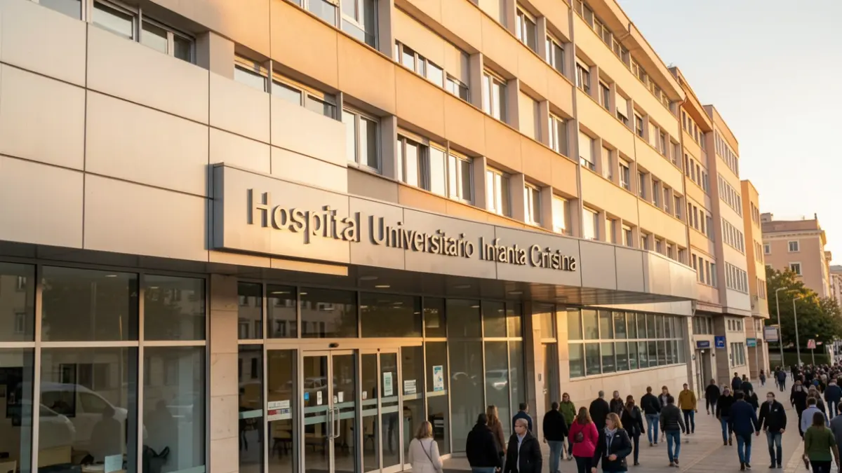 Fachada del Hospital Universitario Infanta Cristina, un centro público en Madrid.
