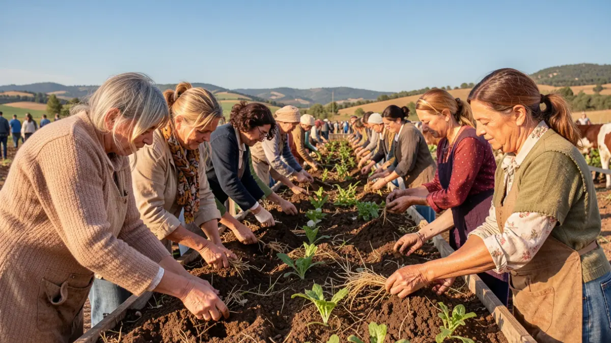 Generic image of women working on a rural livestock farm in the Comunidad de Madrid.