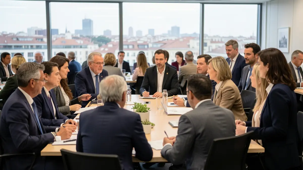 Imagen de expertos internacionales reunidos en una sala de conferencias en Madrid para debatir sobre conservación de especies.