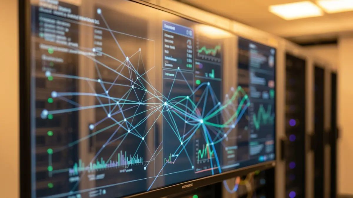 Imagen genérica de una interfaz digital con datos médicos y conexiones de red.