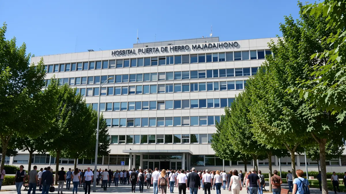 Image of the Puerta de Hierro Majadahonda public hospital in Madrid.