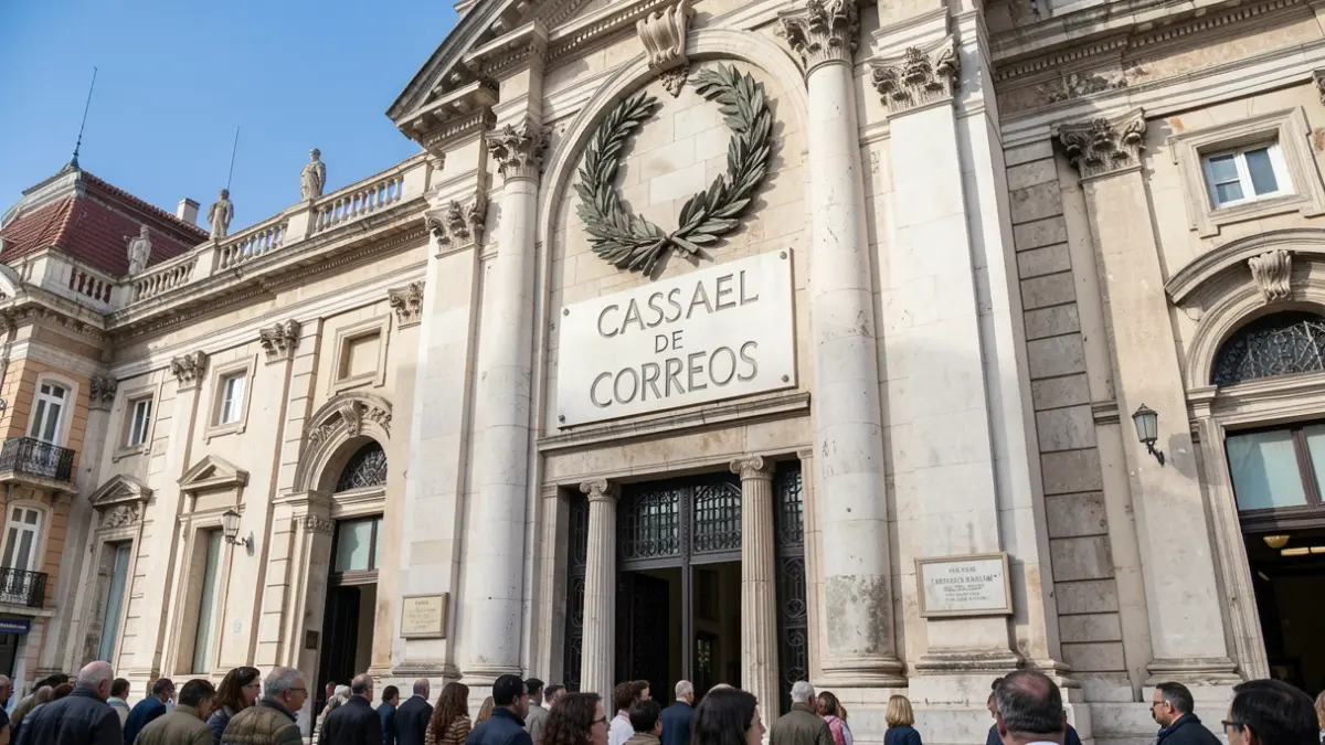 Generic image of the facade of an institutional building with a laurel wreath and a commemorative plaque.