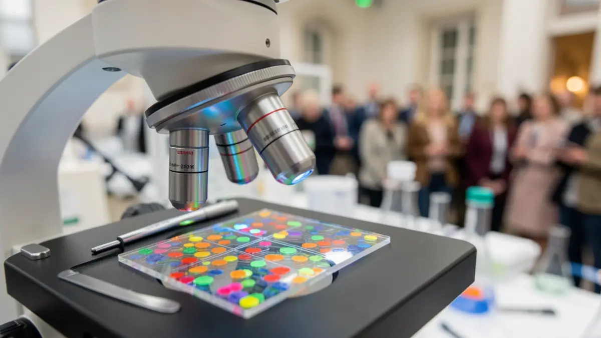 Imagen genérica de un microscopio y una muestra científica en un laboratorio.