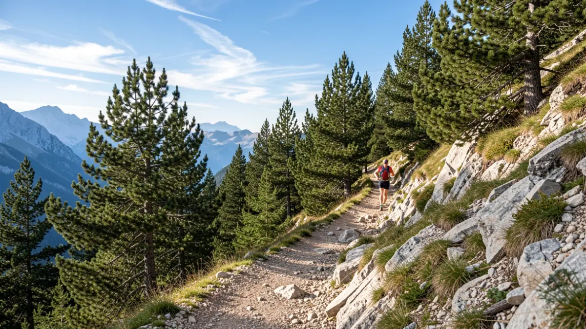 Image of a trail runner on a mountain path in the Sierra de Guadarrama.