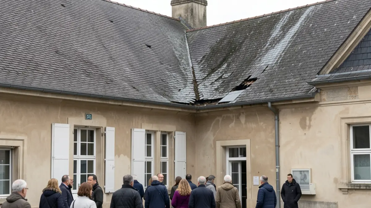 Generic image of a public building showing signs of roof damage and water infiltration.