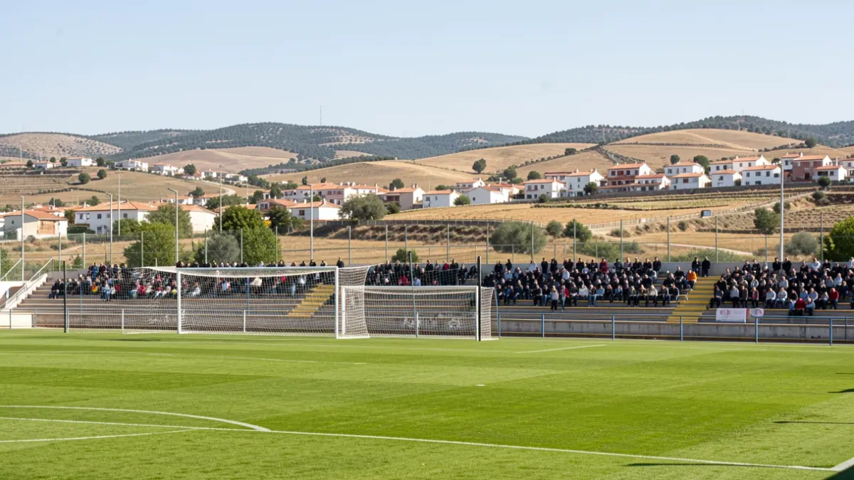 Football field in Moralzarzal prepared for the season.