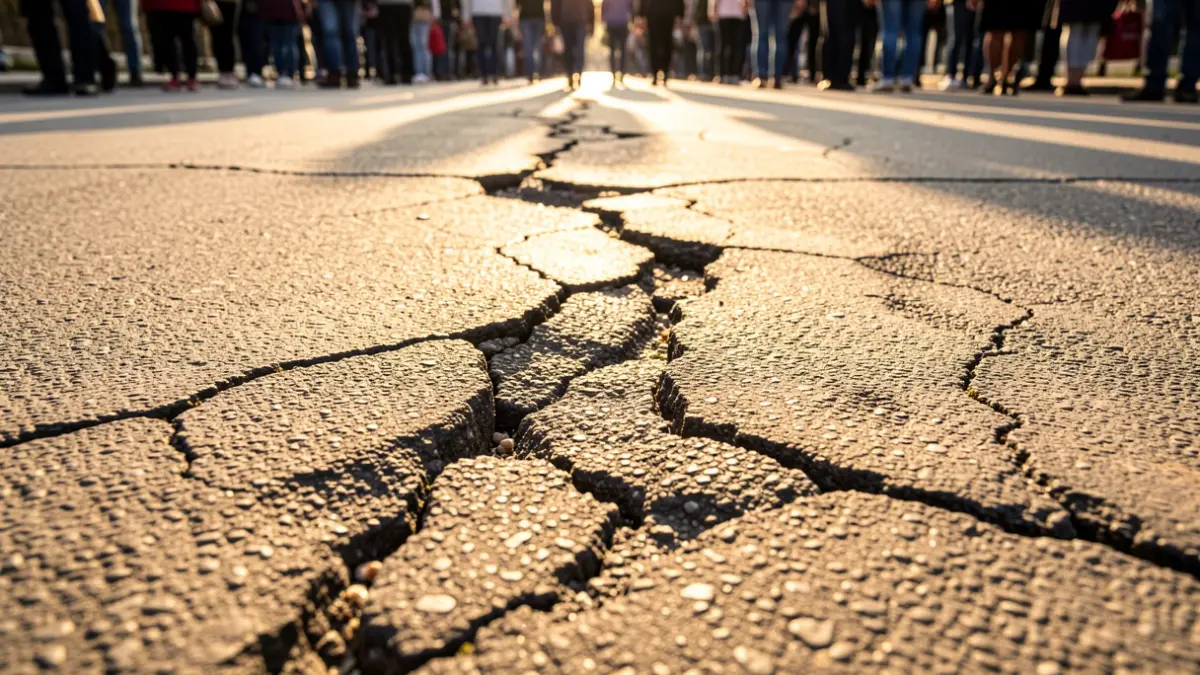 Generic image of asphalt pavement with cracks and wear.